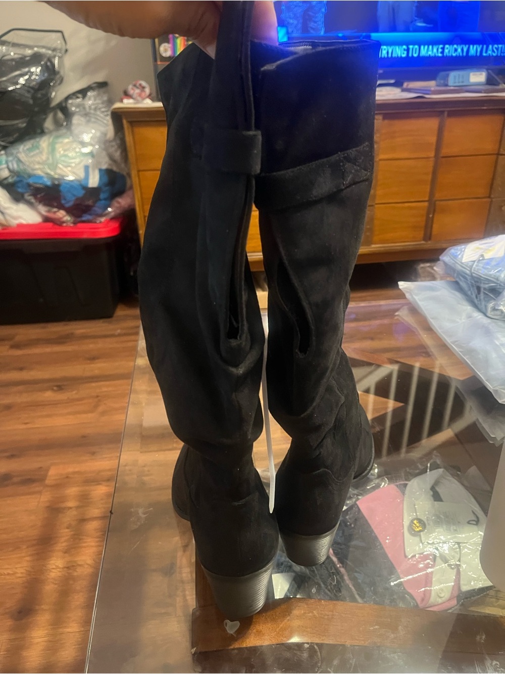 Journey collection kaleah 9.5 M Black Mid-Calf Slouch Boot with Buckle Detai - Picture 7 of 9